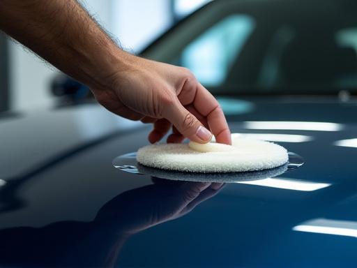 Tecnico che applica coating ceramico su un'auto